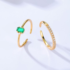 New Fashion Simple Copper Electroplated 18K Gold Zircon Geometric Open Ring