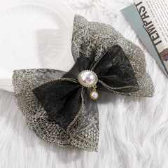 Women'S Cute Sweet Bow Knot Lace Hair Accessories Inlaid Pearls Artificial Rhinestones Artificial Pearl Hair Clip 1 Piece