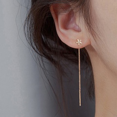 Fashion Simple Star Inlaid Zircon Long Tassel Drop Copper Earrings