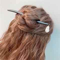 Retro Classical Wooden Hanging Pearl Hairpin for Women
