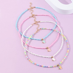 2022 New Bohemian Style Colorful Bead Butterfly Pendant Children's Necklace Set