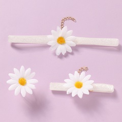 2022 New Summer Little Daisy Short Necklace Ring Bracelet Girl's jewelry Set