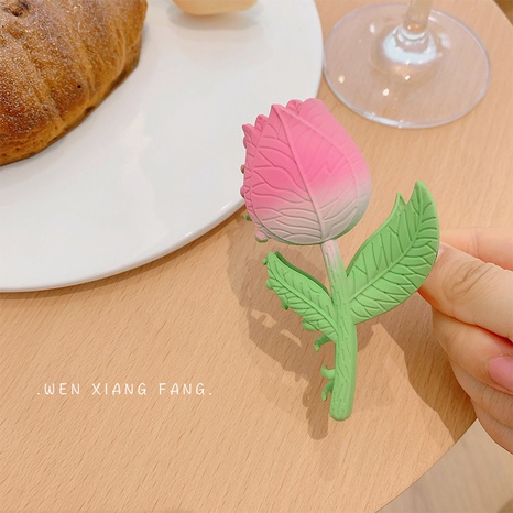 creative cute pink green Tulip shape  alloy Hair Claw's discount tags