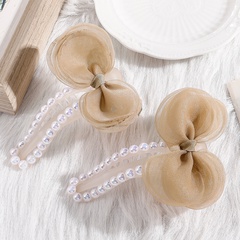 Women'S Princess Sweet Bow Knot Synthetic Resin Synthetic Yarn Headwear Inlaid Pearls Artificial Pearl Hair Clip 1 Set