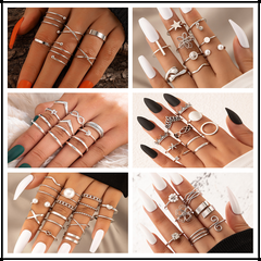 Retro Alloy Geometric Pattern Hand XINGX Ring Daily Artificial Pearl Copper Rings