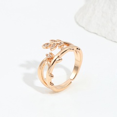 Fashion Copper Geometric Pattern Ring Inlaid zircon Zircon Copper Rings 1 Piece