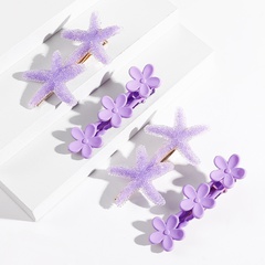Women'S Fashion Simple Style Starfish Flowers Acrylic Synthetic Resin Alloy Hair Accessories Dyeing No Inlaid Hair Clip 1 Set
