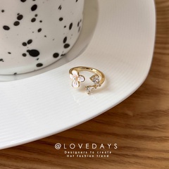 Flowers Ring Delicate Pearl Zircon Opening Index Finger Ring