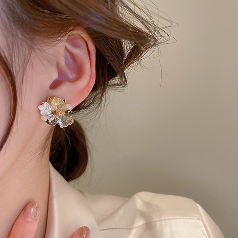Rétro Cristal de Diamant Fleur Stud Boucles D'oreilles's discount tags