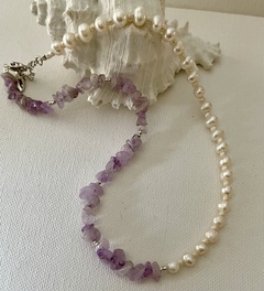 Choker Freshwater Pearl Necklace Purple Special-Shaped Stone Cold Wind Necklace Accessories