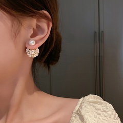 Luxus Legierung Blumen Ohrringe Bankett Eingelegte Perlen Perlen Stud Ohrringe Wie in der Abbildung gezeigt