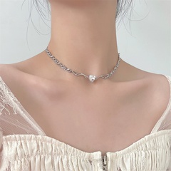 Mode Alliage Ailes D'Anges Coeur forme Collier Artificielle Strass