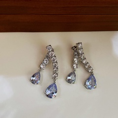 Fashion Alloy Water Drop Earrings Shopping Inlay Rhinestone Drop Earrings As Shown in the Picture