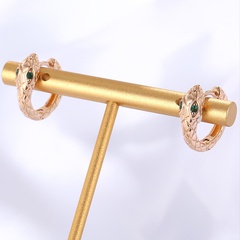 Simple golden Electroplated Snake shape Copper inlaid zircon hoop Earrings