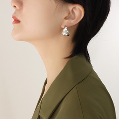 Fashion new Simple Metal Geometric Titanium Steel Earrings Female