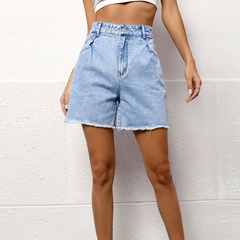 Spring Summer Casual Fashion Simple light Solid Color Denim Shorts