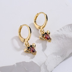 Cute Creative Marine Animal Series Earrings Gold Plated Zircon Inlay Copper Earrings