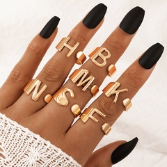 New style English Letter alloy open ring 7-Piece Set 