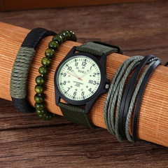 Men's Bracelet Watch Set Fashion Nylon Watchband Luminous Calendar Sports Quartz Watch bracelet set