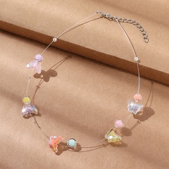 Fashion Creative Resin Multicolor Butterfly Shaped Beaded Necklace