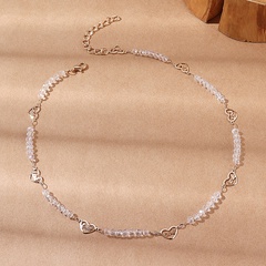 Fashion Transparent Crystal Glass Beaded Heart Shaped Necklace