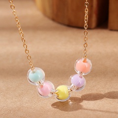 Mode Einfache Kreative Harz Kleine Multicolor Transparent Perlen Metall Halskette