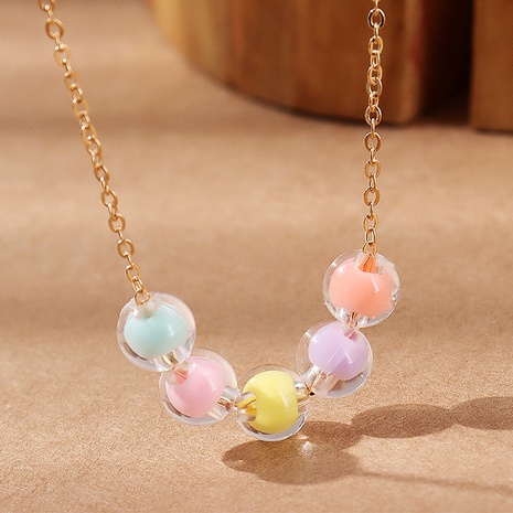 Fashion Simple Creative Resin Small Multicolor Transparent Beaded Metal Necklace's discount tags