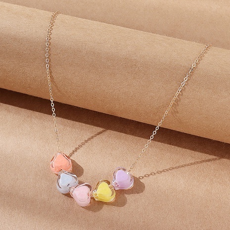 Fashion Simple Creative Resin Small Transparent Heart Shaped Beaded Necklace's discount tags