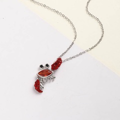 Fashion Color Zircon Inlaid Crab Shaped Pendant S925 Sterling Silver Necklace