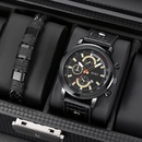 Mode Lssig Pu Strap mit Kalender Quarzuhr herren Uhr Armband Setpicture12