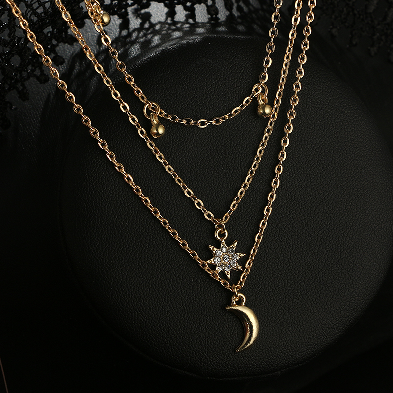 New Simple star moon Tassel Multilayer alloy Necklacepicture4