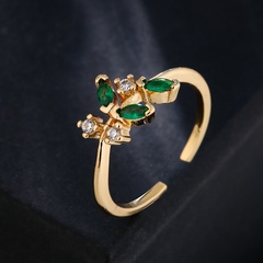 Fashion 18K Gold Copper Micro Inlaid Zircon Geometric Open Ring Female