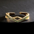 Mode 18K Gold Kupfer Micro Intarsien Zirkon Geometrische Offenen Ring Weiblichenpicture5