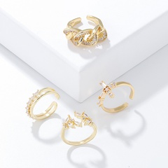 Mode Neue Kupfer-Überzogene Gold Micro Intarsien Zirkon Offenen Ring frauen Zubehör