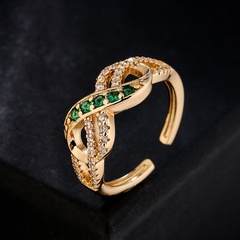 Fashion Copper Plating 18K Gold Zircon Geometric Open Ring Female
