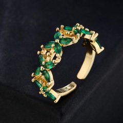 Mode Kupfer Überzug 18K Gold Blume Geformt Intarsien Zirkon Geometrische Offenen Ring Weiblichen