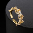 Fashion Copper Plating 18K Gold Flower Shaped Inlaid Zircon Geometric Open Ring Femalepicture6