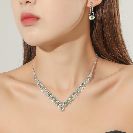 Conjunto de collar y pendientes tejido de diamantes de imitación clavícula joyería nupcial's discount tags