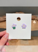 Fashion Asymmetric Purple Flower Womens Summer Simple Cute Alloy Stud Earringspicture9