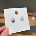 Fashion Asymmetric Purple Flower Womens Summer Simple Cute Alloy Stud Earringspicture14