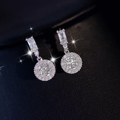 Fashion Ear Ornament Inlay Rhinestone Round Crystal Zircon Stud Earrings