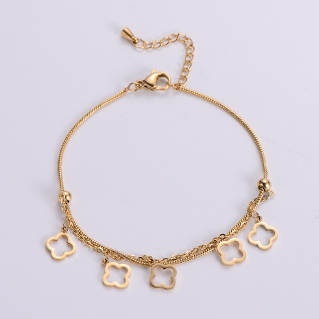 Fashion New Decoration Simple Hollow Sweet Stainless Steel Bracelet Hand Jewelry's discount tags