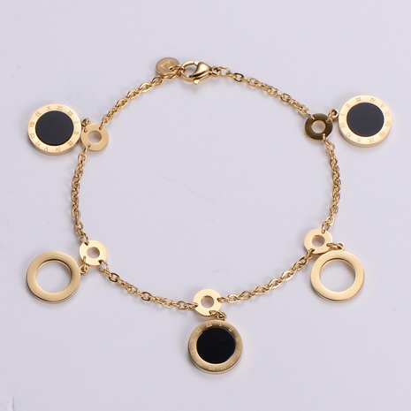 Fashion Stainless Steel Roman Round Shaped Pendant Bracelet's discount tags