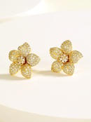 Fashion Simple Flower Shape Plating 18K Gold Zircon Copper Earringspicture6