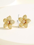 Fashion Simple Flower Shape Plating 18K Gold Zircon Copper Earringspicture7