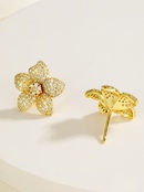 Fashion Simple Flower Shape Plating 18K Gold Zircon Copper Earringspicture8