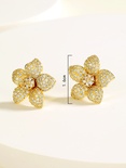 Fashion Simple Flower Shape Plating 18K Gold Zircon Copper Earringspicture10