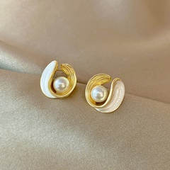 Fashion Inlay Pearl Geometric Earrings Women's Alloy Ear Jewelry