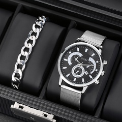 fashion simple silvery Ultra Thin  Alloy strap Men's Quartz Watch wristband