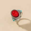 Fashion Palace Retro Inlaid Jewel Alloy Red Oval Ringpicture6